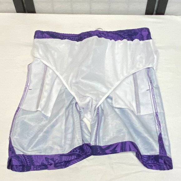 AC DC Tie Front Pockets Swim Trunk Board Shorts 18” Purple Abstract NWT - Picture 10 of 12